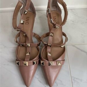 INC International Concepts Women's Studded Strappy Heels - Blush